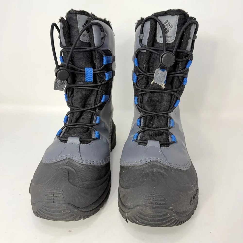 Columbia Youth Waterproof Winter Boots Grey Black Blue BY4972-011 Size 6